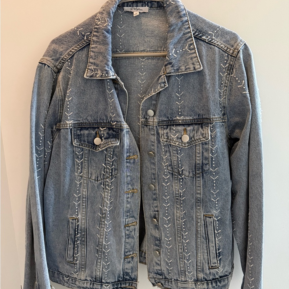 Light Blue Embroidered Denim Jacket